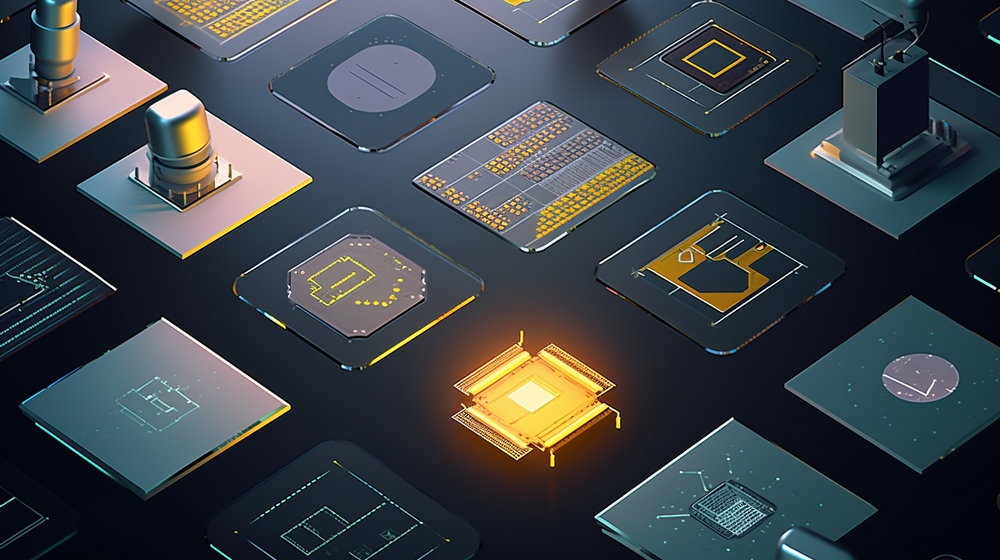 融合科技與藝術(shù) 半導體芯片生產(chǎn)制造工廠的插畫設計元素與電子元器件批發(fā)